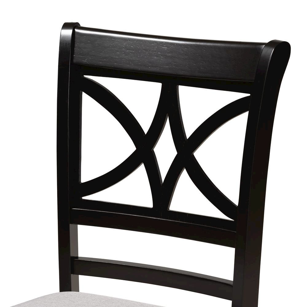 Grey Fabric Upholstered and Dark Brown Finished Wood 5-Piece Dining Set