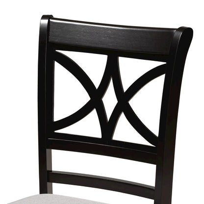 Grey Fabric Upholstered and Dark Brown Finished Wood 5-Piece Dining Set