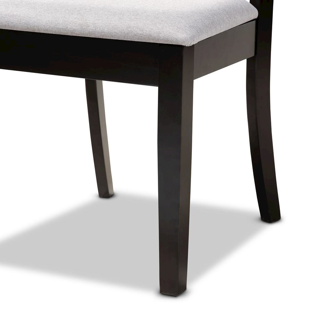 Grey Fabric Upholstered and Dark Brown Finished Wood 5-Piece Dining Set