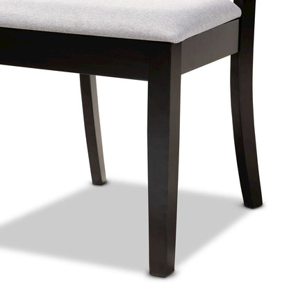 Grey Fabric Upholstered and Dark Brown Finished Wood 5-Piece Dining Set