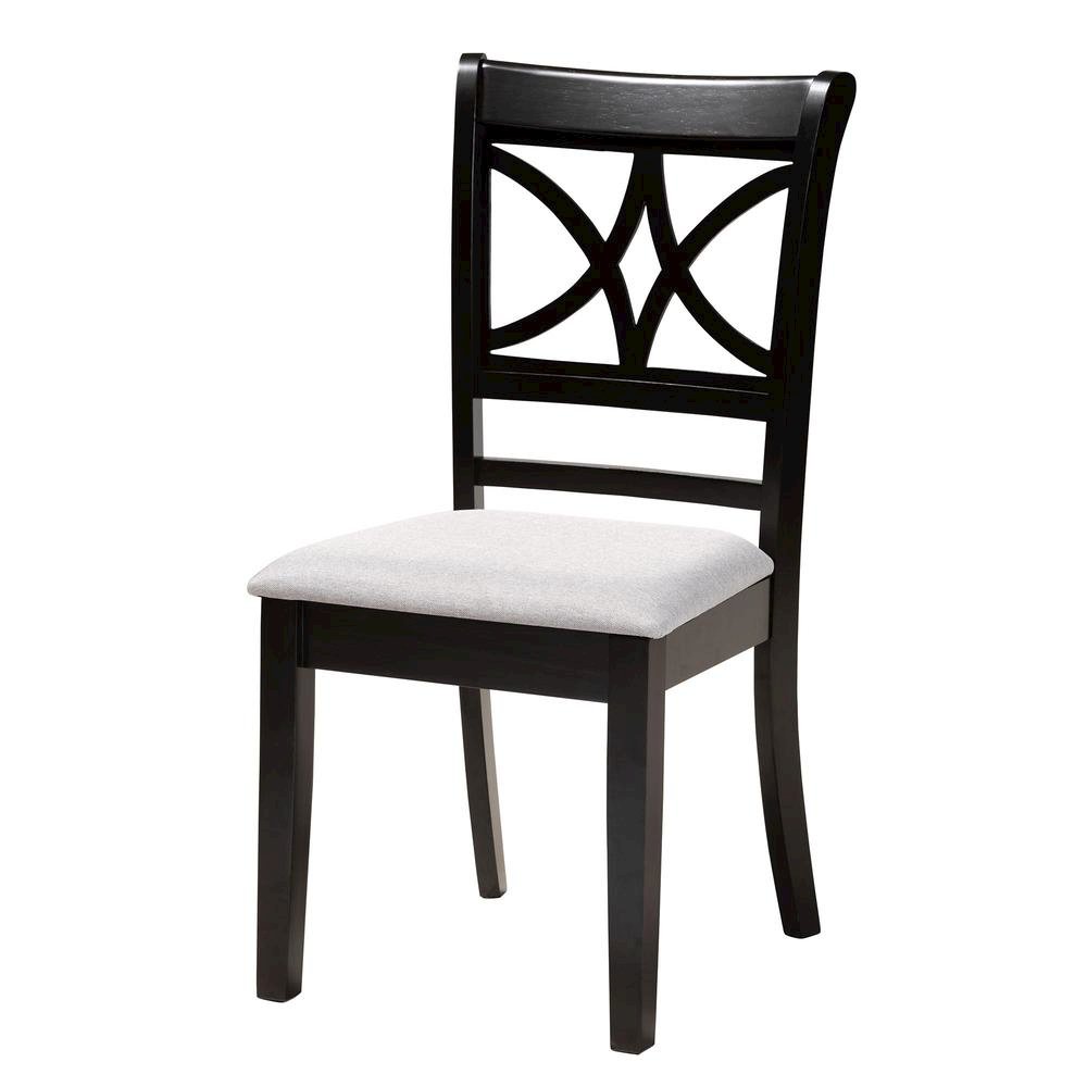 Noemi Modern Grey Fabric and Dark Brown Finished Wood 5-Piece Dining Set