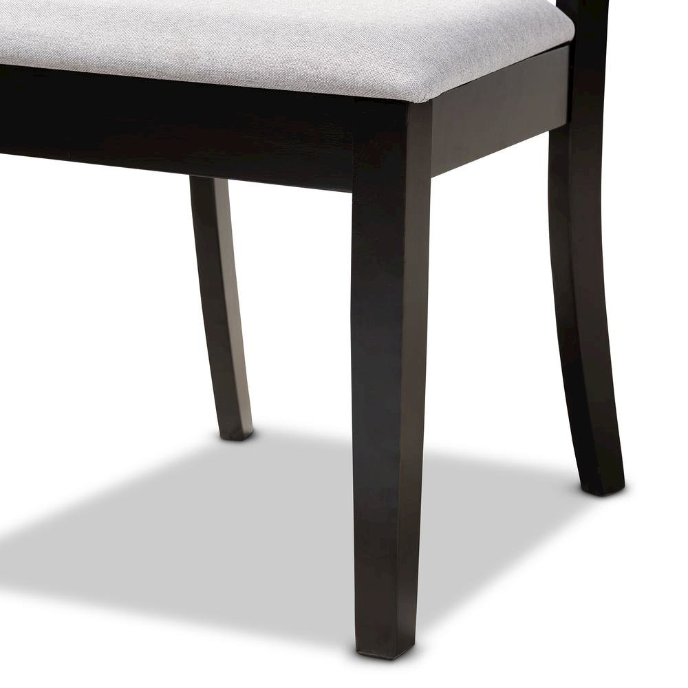 Grey Fabric Upholstered and Espresso Brown Finished Wood 5-Piece Dining Set