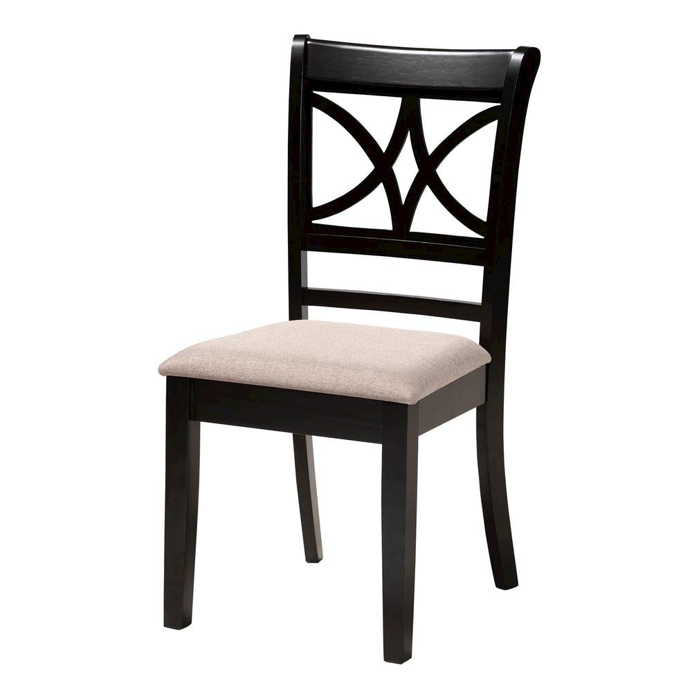 Noemi Modern Beige Fabric and Dark Brown Finished Wood 5-Piece Dining Set