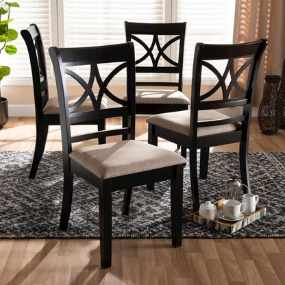 Espresso Brown Finished Wood 4-Piece Dining Chair Set