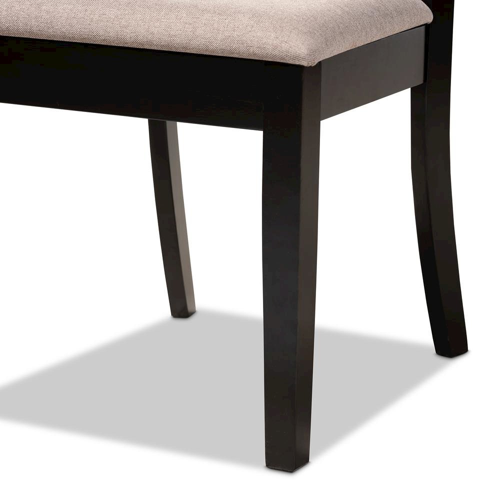 Sand Fabric Upholstered and Espresso Brown Finished Wood 5-Piece Dining Set