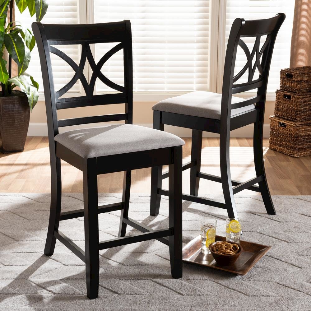 Espresso Brown Finished Wood 2-Piece Counter Height Pub Chair Set