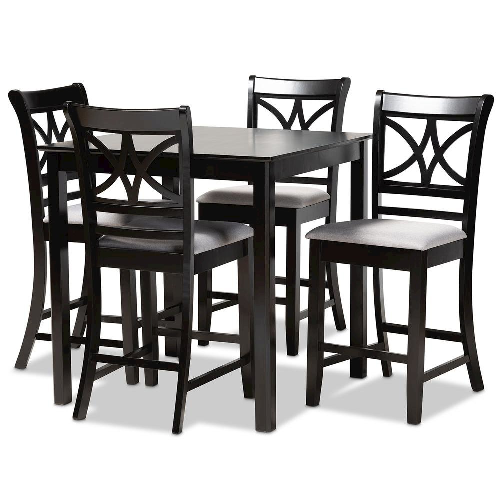 Espresso Brown Finished Wood 5-Piece Counter Height Pub Dining Set