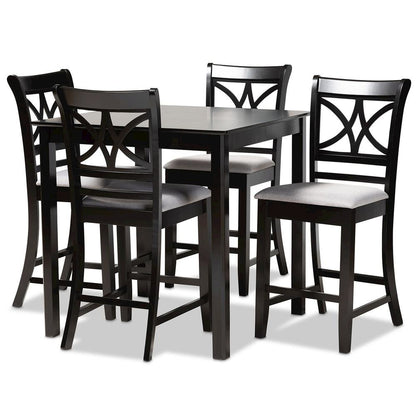 Espresso Brown Finished Wood 5-Piece Counter Height Pub Dining Set