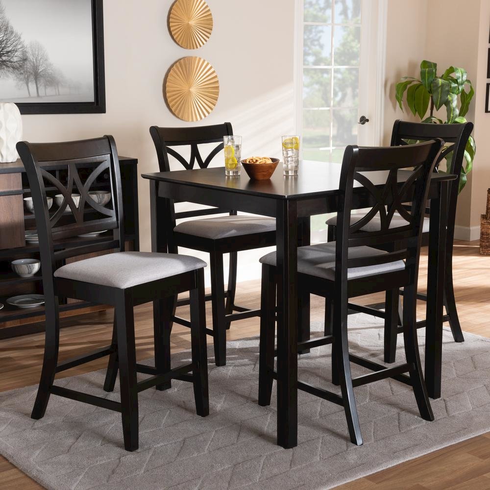 Espresso Brown Finished Wood 5-Piece Counter Height Pub Dining Set