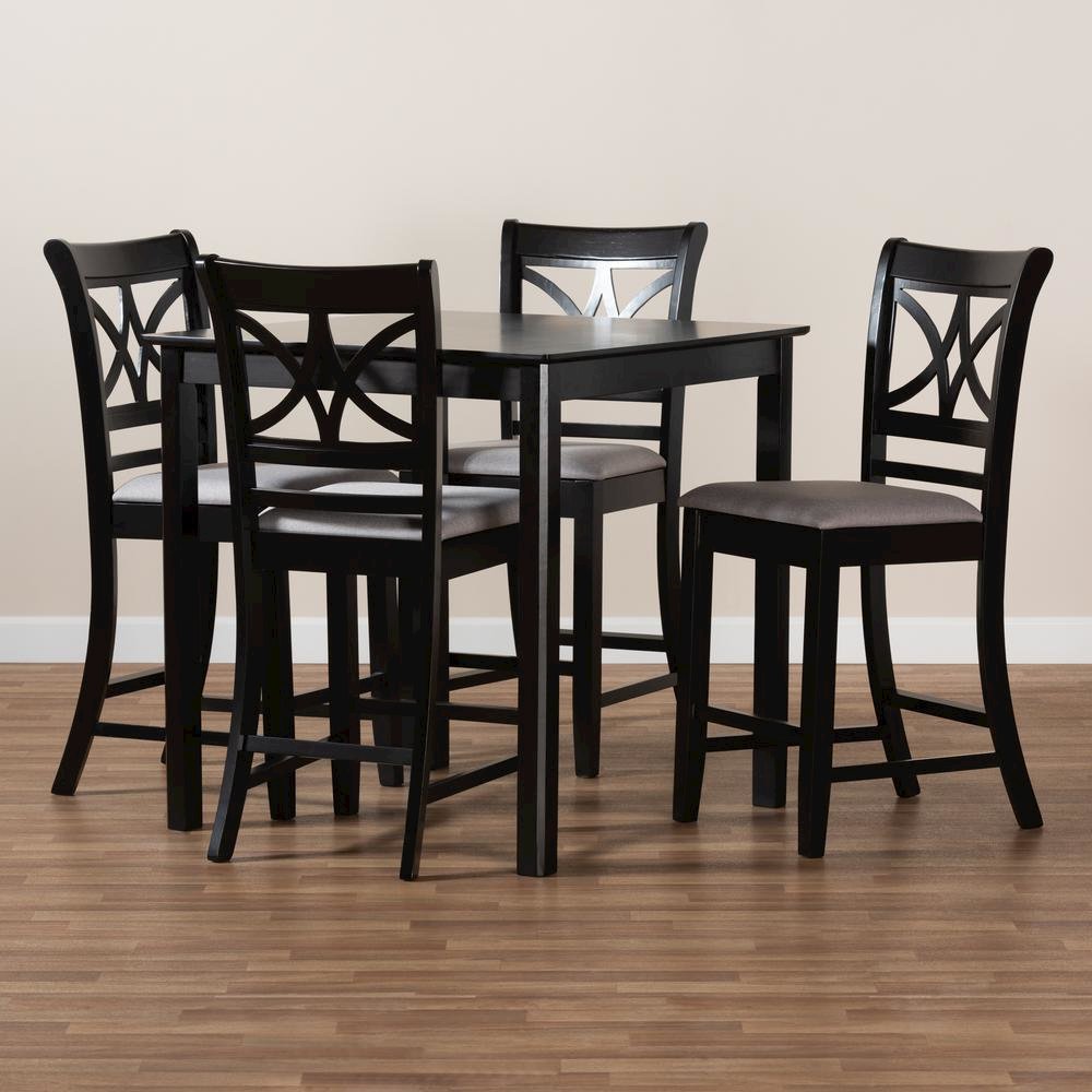 Espresso Brown Finished Wood 5-Piece Counter Height Pub Dining Set