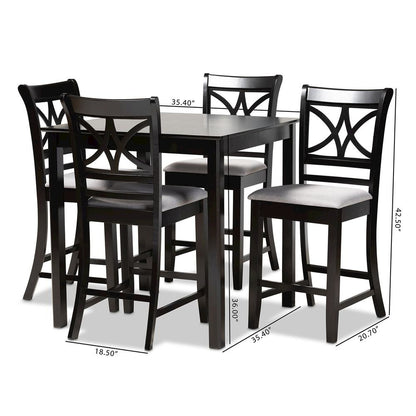 Espresso Brown Finished Wood 5-Piece Counter Height Pub Dining Set