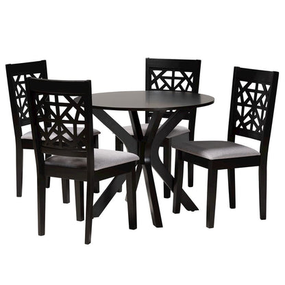 Karel Modern Grey Fabric and Espresso Brown Finished Wood 5-Piece Dining Set