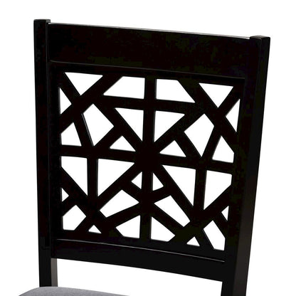 Jamie Moden Grey Fabric and Dark Brown Finished Wood 5-Piece Dining Set