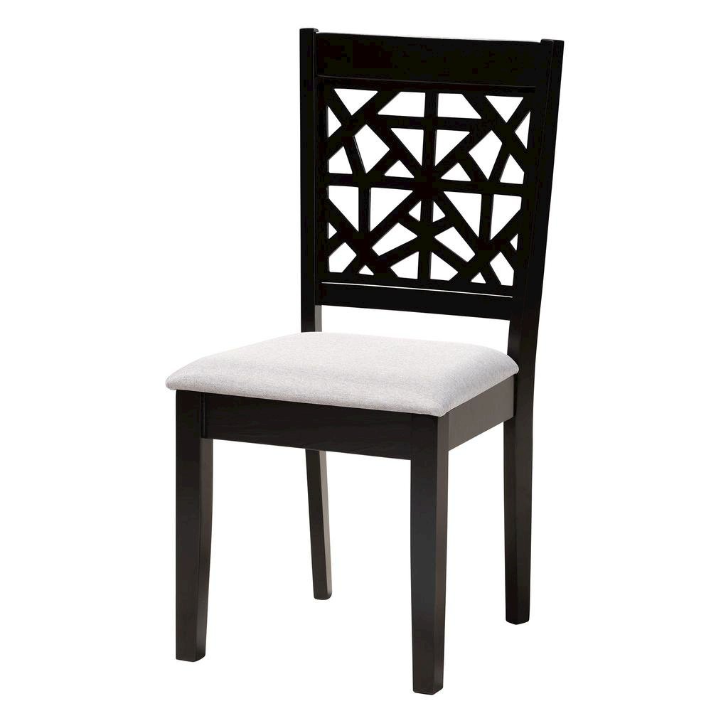 Lena Modern Grey Fabric and Dark Brown Finished Wood 5-Piece Dining Set