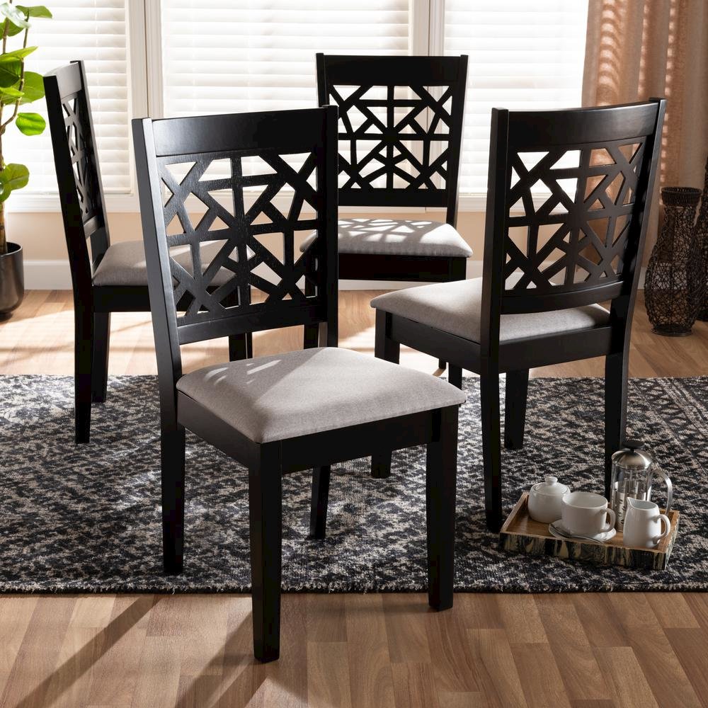 Espresso Brown Finished Wood 4-Piece Dining Chair Set