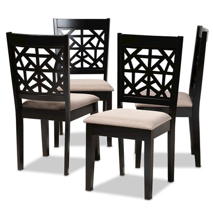 Espresso Brown Finished Wood 4-Piece Dining Chair Set