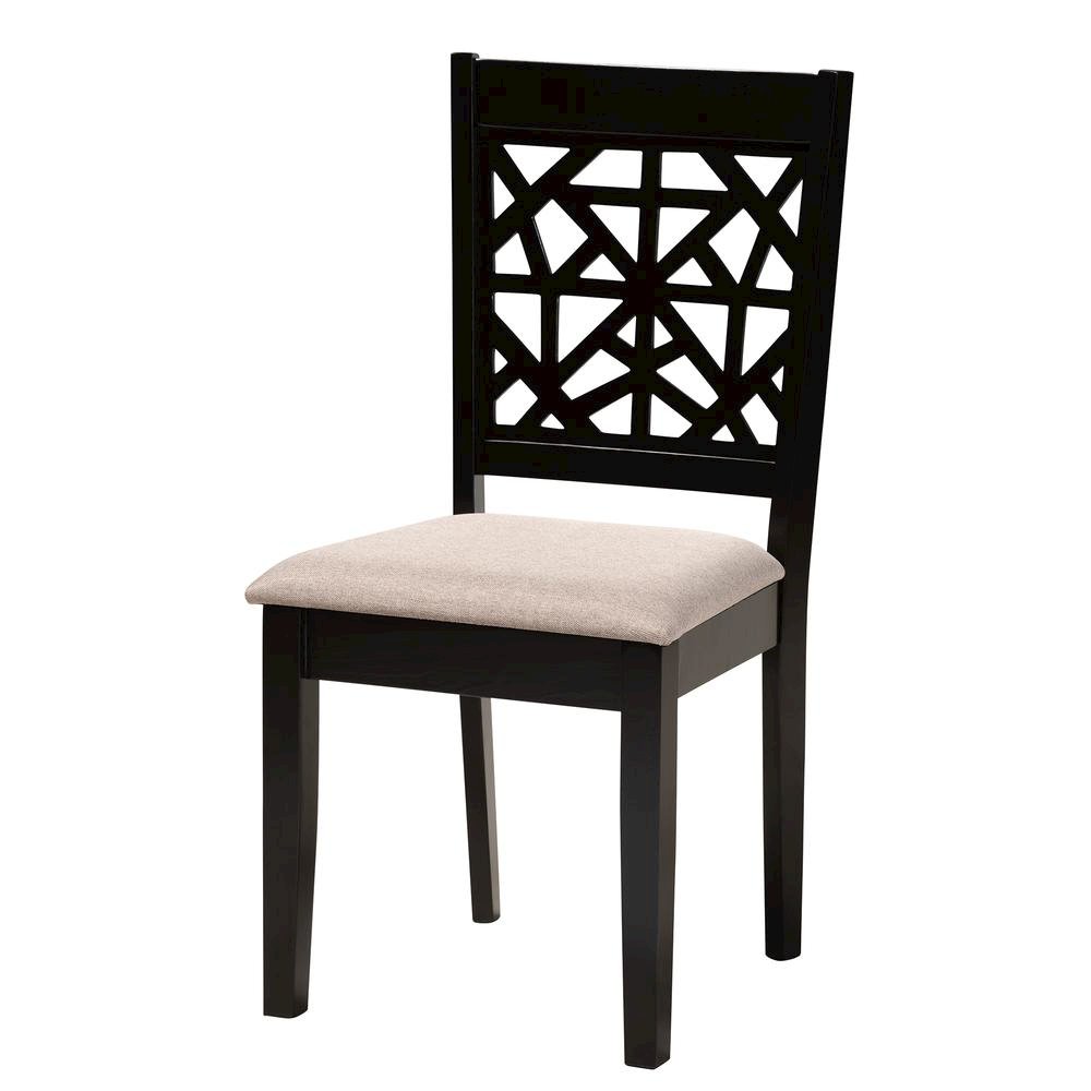 Karel Modern Beige Fabric and Espresso Brown Finished Wood 5-Piece Dining Set