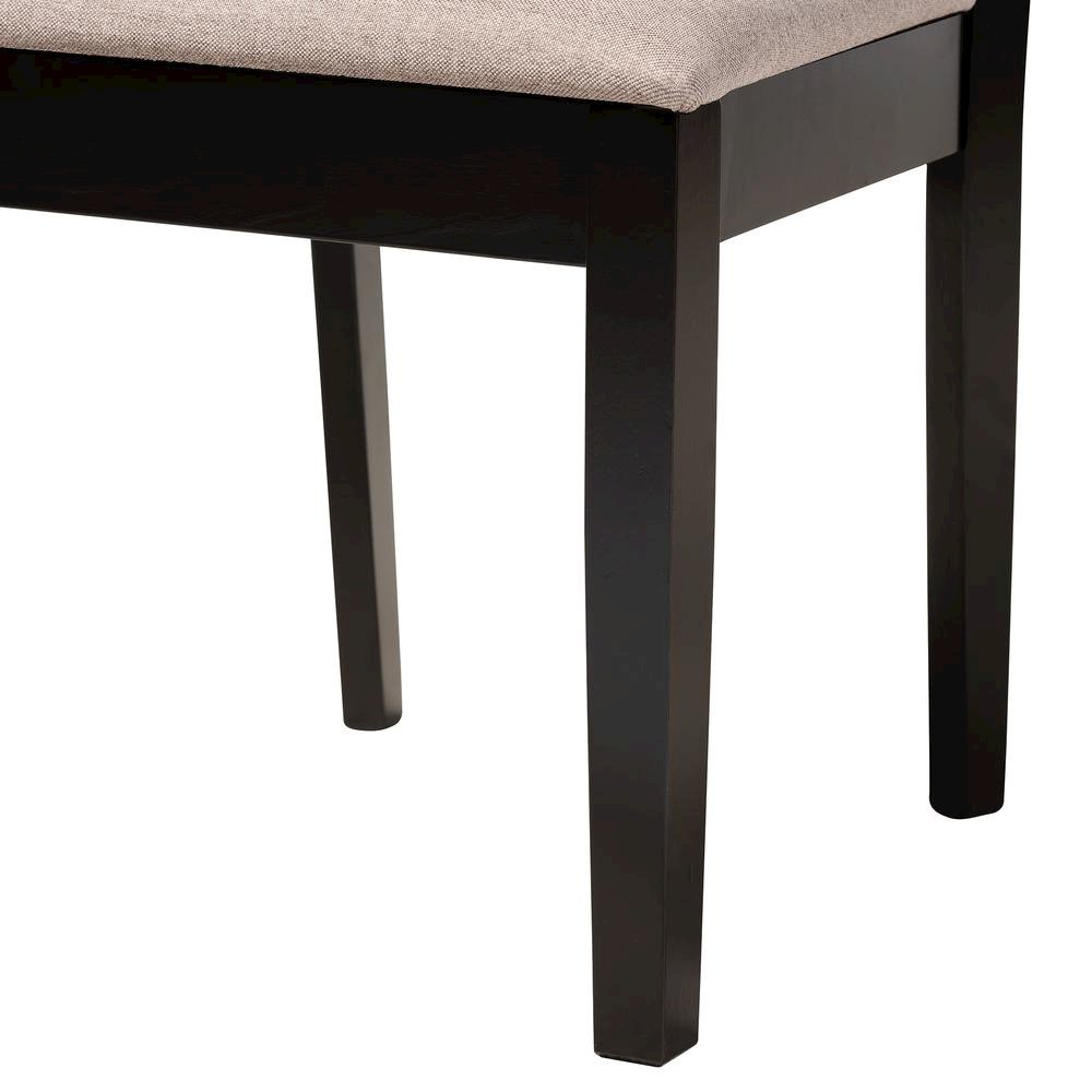 Karel Modern Beige Fabric and Espresso Brown Finished Wood 5-Piece Dining Set