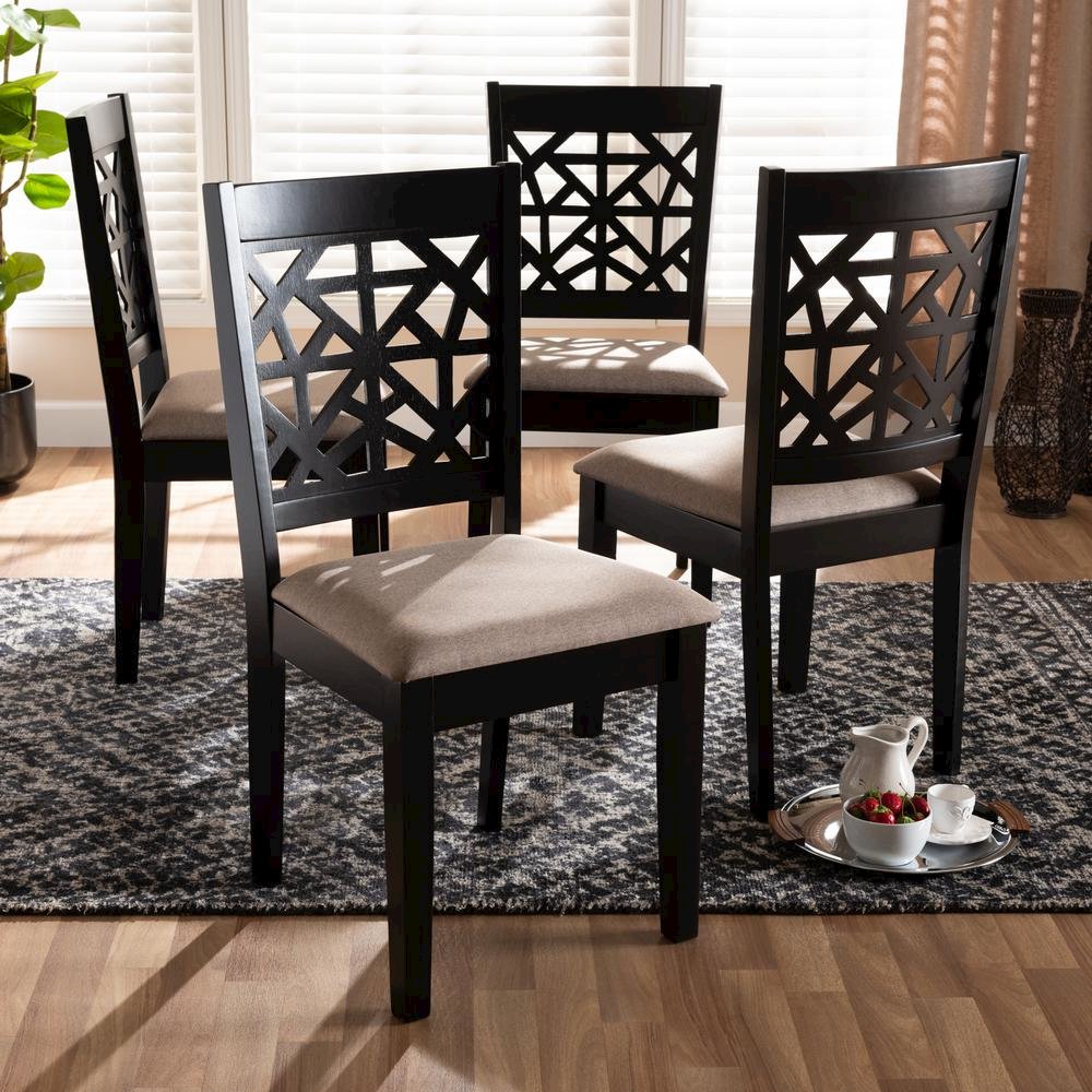 Espresso Brown Finished Wood 4-Piece Dining Chair Set