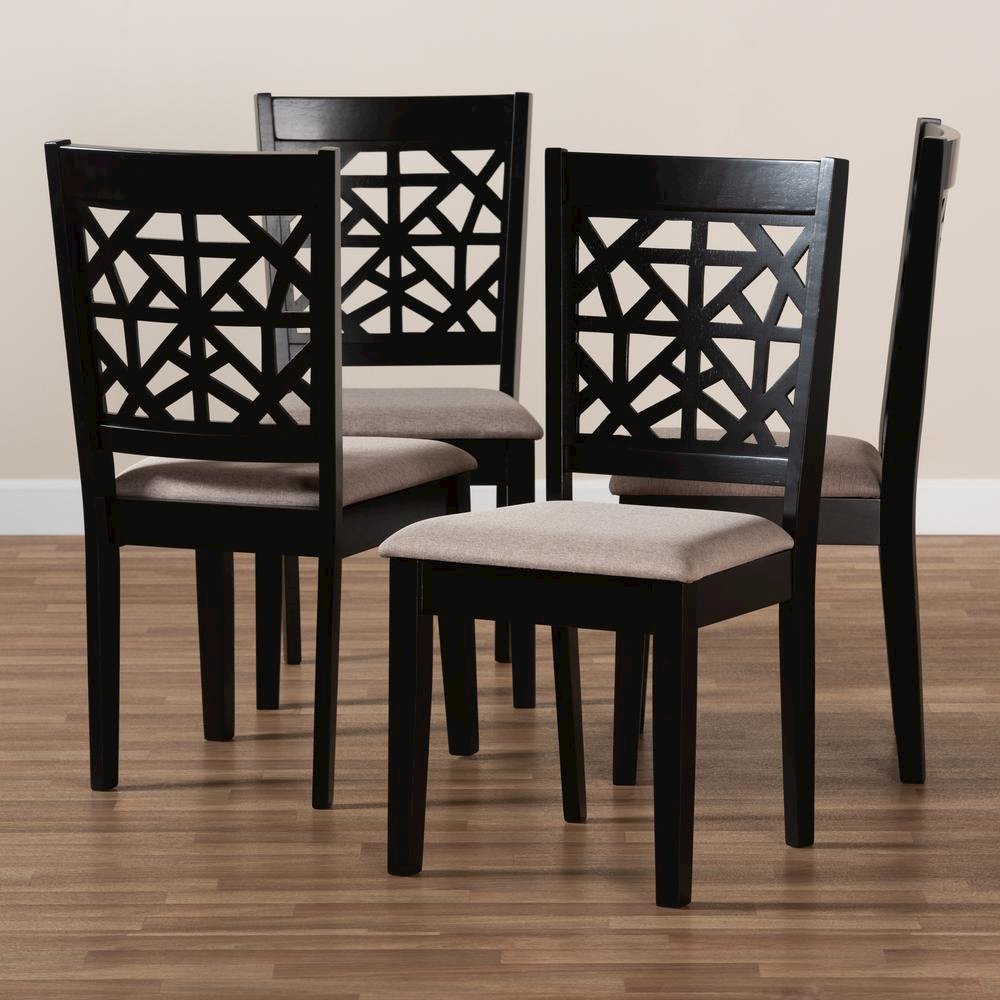 Espresso Brown Finished Wood 4-Piece Dining Chair Set