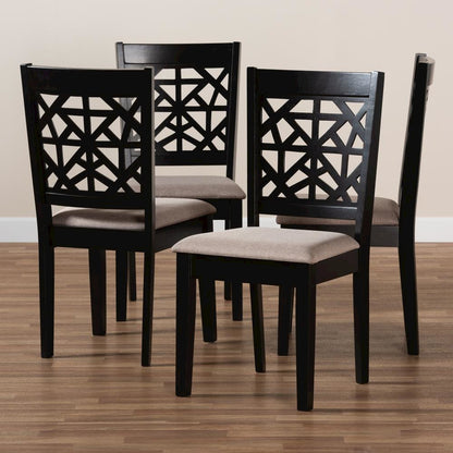 Espresso Brown Finished Wood 4-Piece Dining Chair Set