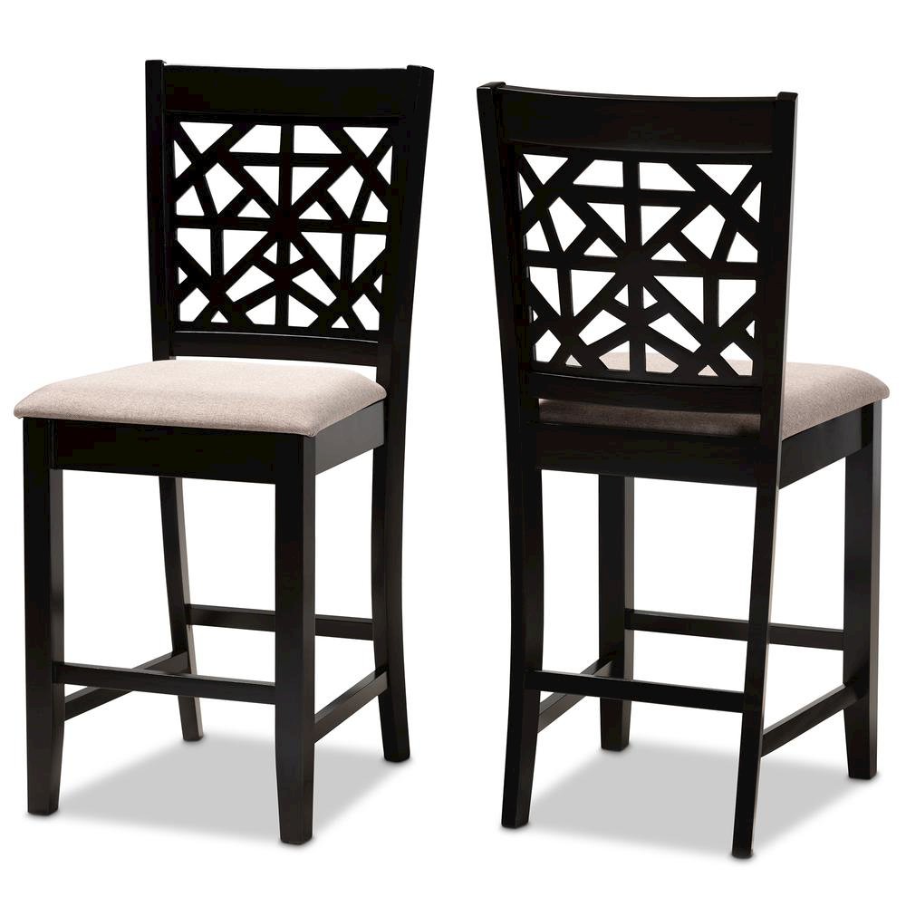 Espresso Brown Finished Wood 2-Piece Counter Height Pub Chair Set