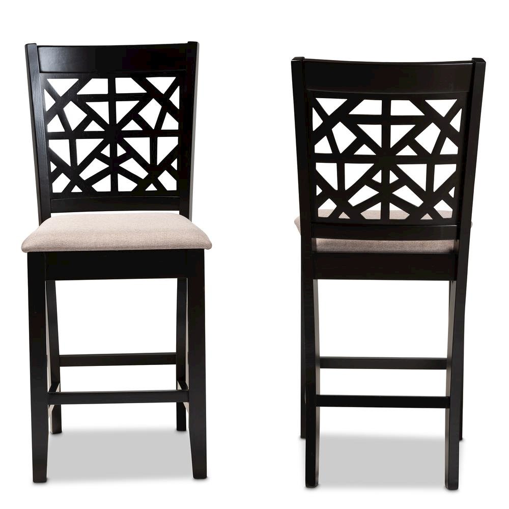 Espresso Brown Finished Wood 2-Piece Counter Height Pub Chair Set