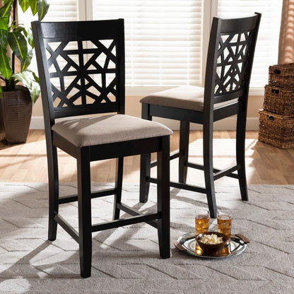 Espresso Brown Finished Wood 2-Piece Counter Height Pub Chair Set