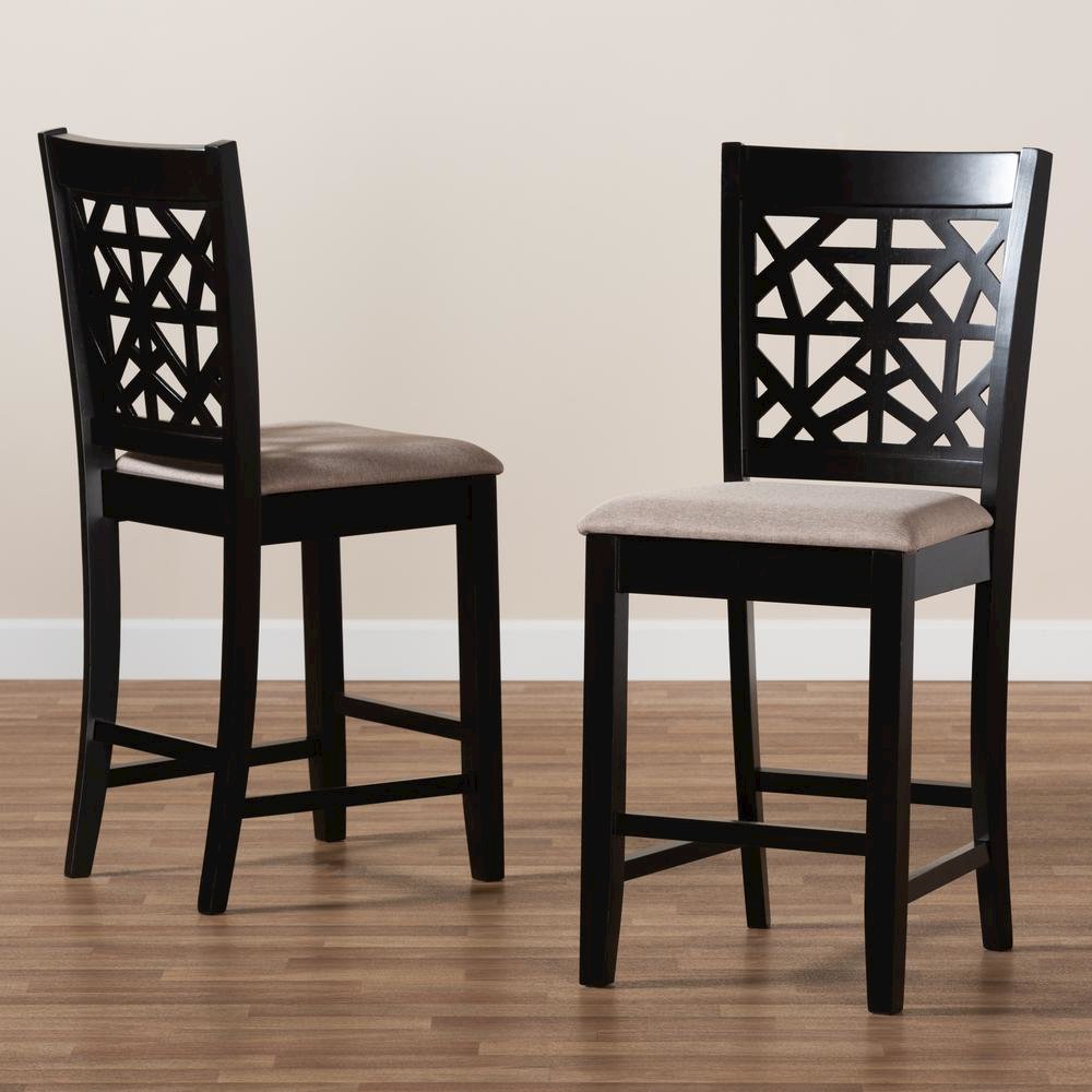 Espresso Brown Finished Wood 2-Piece Counter Height Pub Chair Set