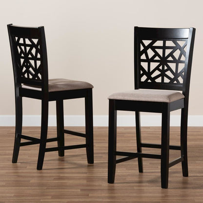 Espresso Brown Finished Wood 2-Piece Counter Height Pub Chair Set