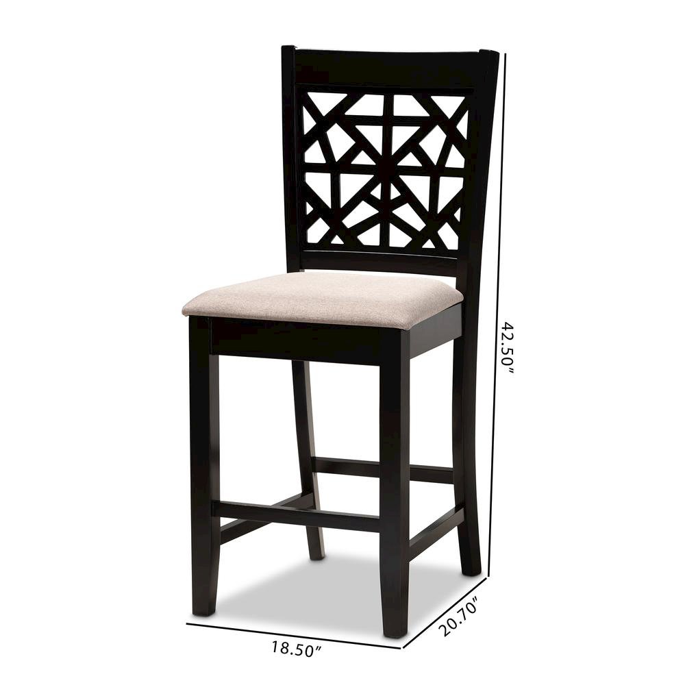 Espresso Brown Finished Wood 2-Piece Counter Height Pub Chair Set