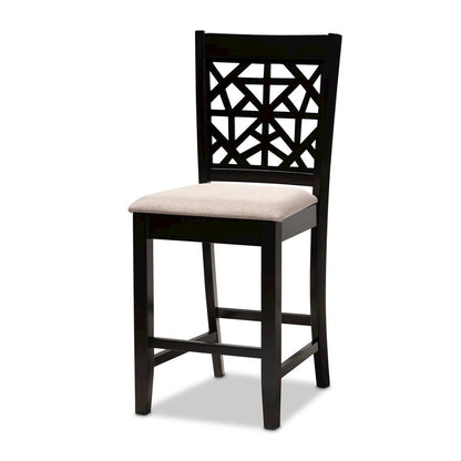 Sand Fabric Upholstered and Espresso Brown Finished Wood 5-Piece Pub Dining Set