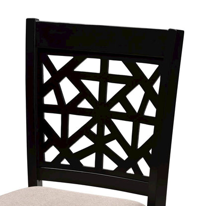 Sand Fabric Upholstered and Espresso Brown Finished Wood 5-Piece Pub Dining Set