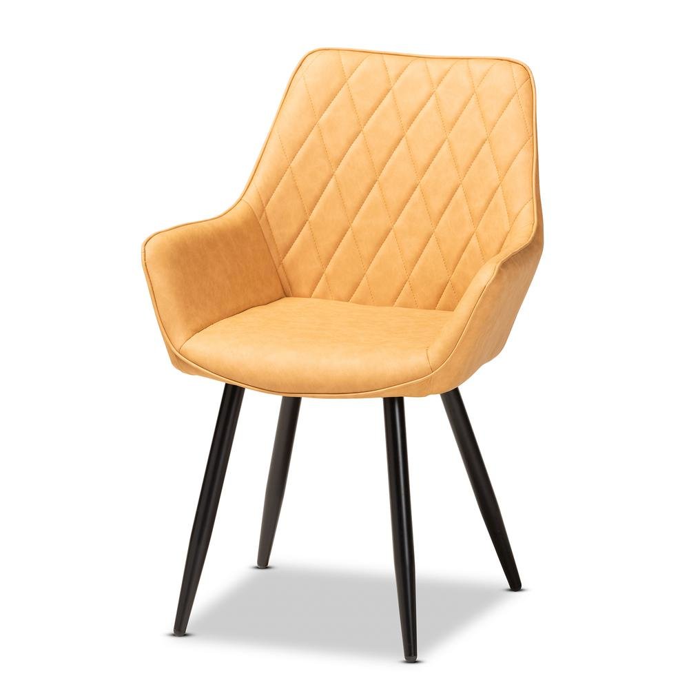 Leather Upholstered and Black Metal 4-Piece Dining Chair Set