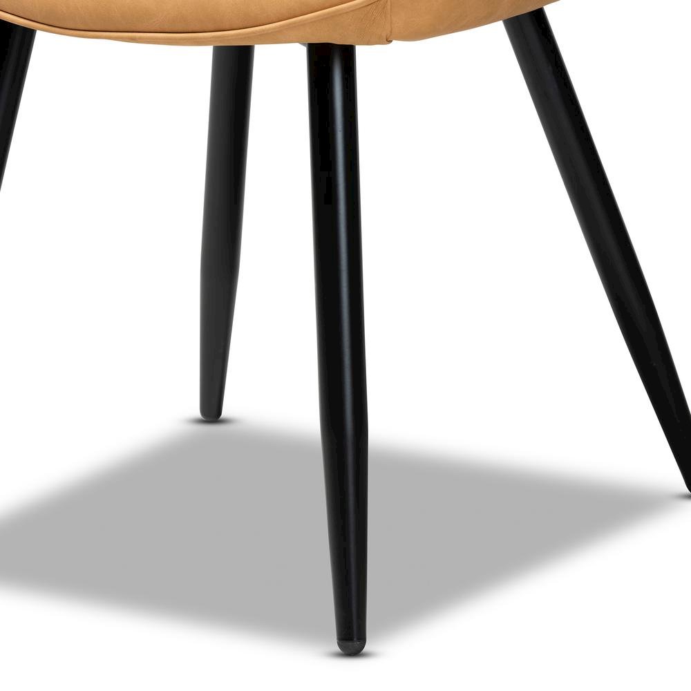Leather Upholstered and Black Metal 4-Piece Dining Chair Set