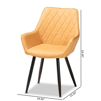 Leather Upholstered and Black Metal 4-Piece Dining Chair Set