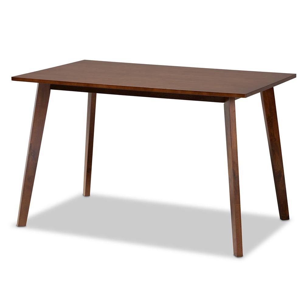 Transitional Walnut Brown Finished Rectangular Wood Dining Table