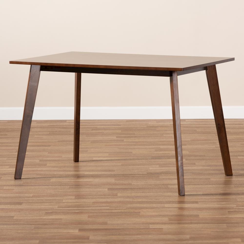 Transitional Walnut Brown Finished Rectangular Wood Dining Table