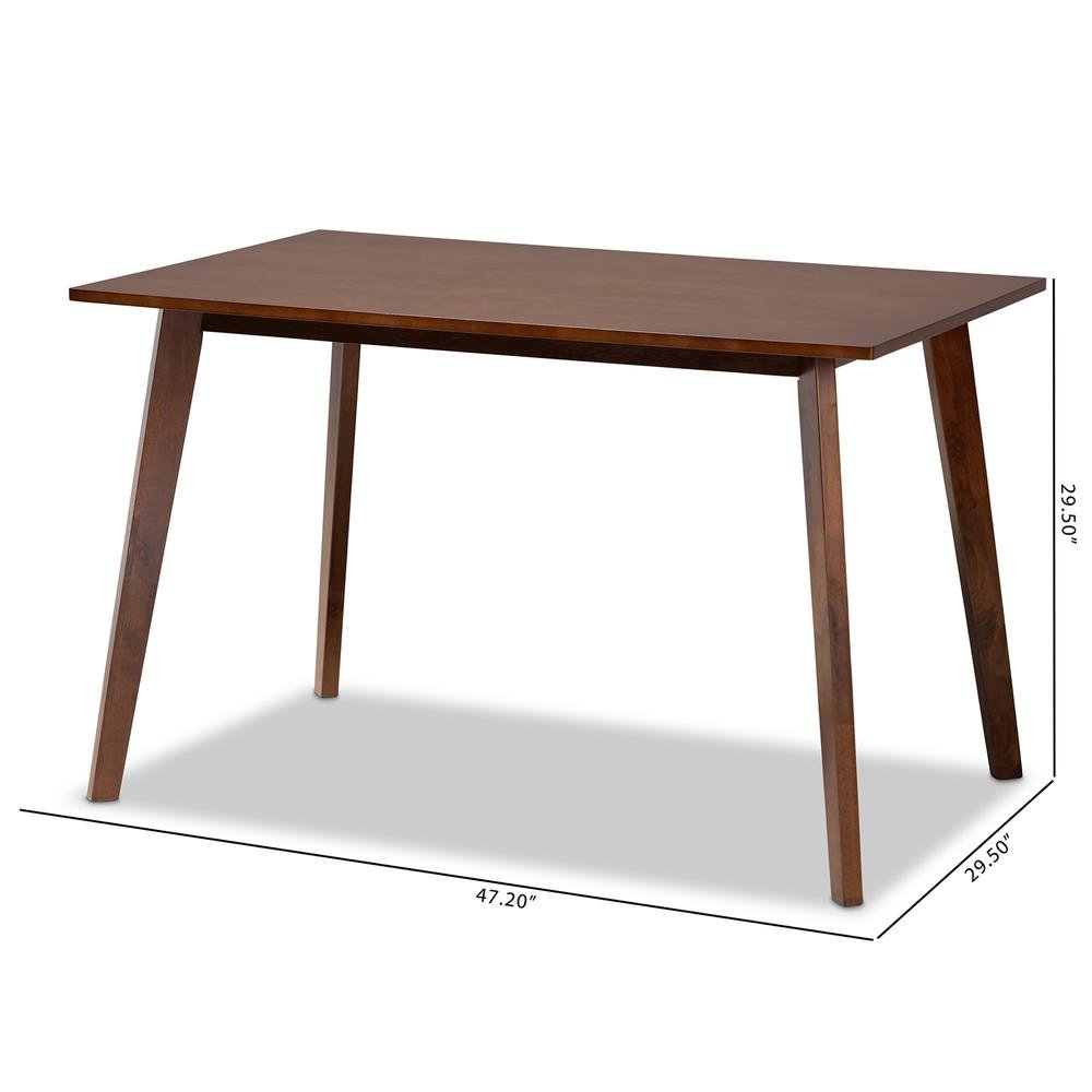 Transitional Walnut Brown Finished Rectangular Wood Dining Table