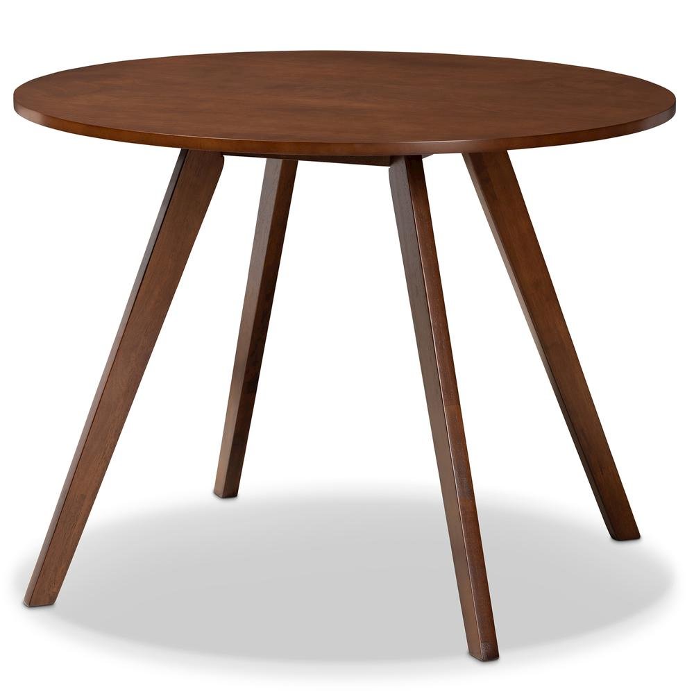 Transitional Walnut Brown Finished Round Wood Dining Table