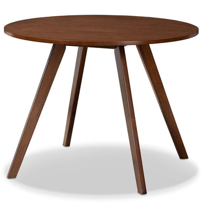 Transitional Walnut Brown Finished Round Wood Dining Table