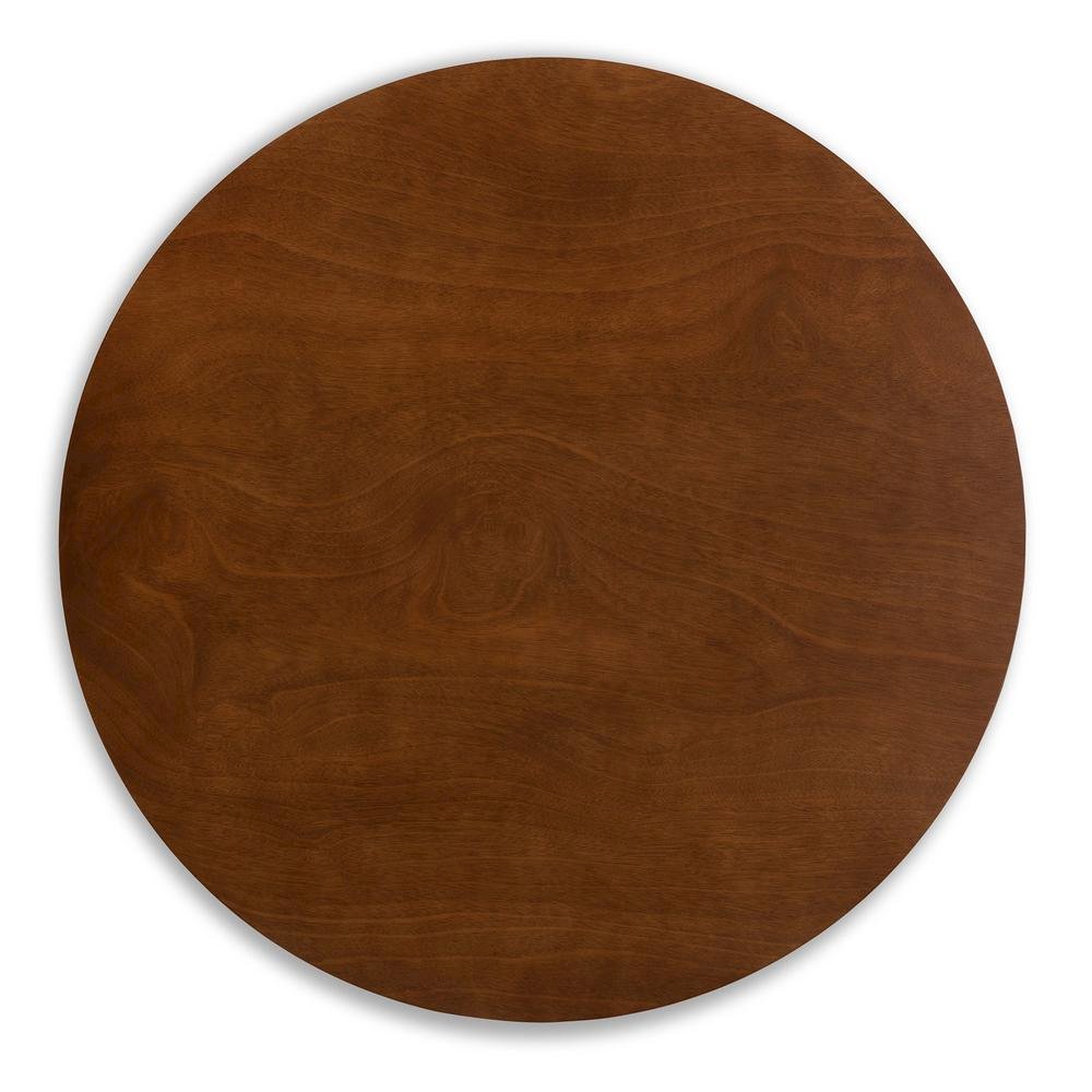 Transitional Walnut Brown Finished Round Wood Dining Table
