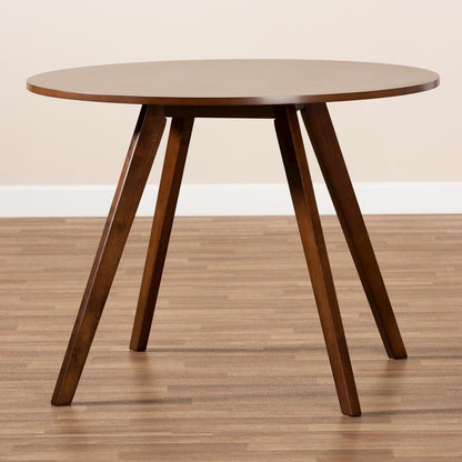 Transitional Walnut Brown Finished Round Wood Dining Table