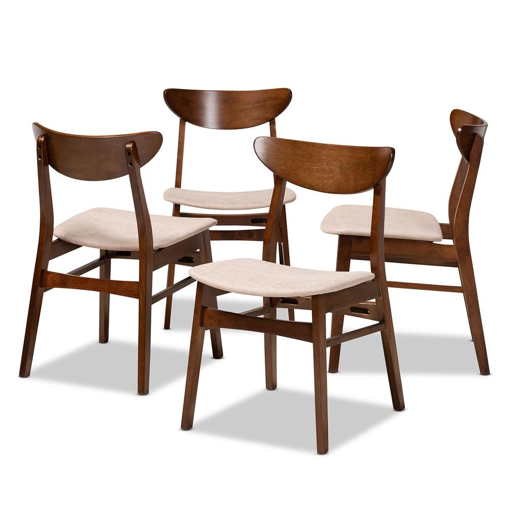 Walnut Brown Finished Wood 4-Piece Dining Chair Set