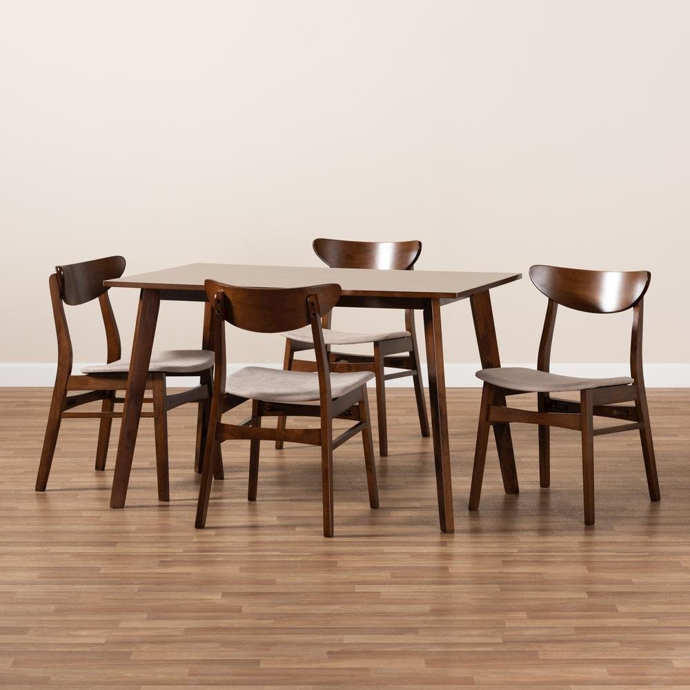 Walnut Brown Finished Wood 5-Piece Dining Set