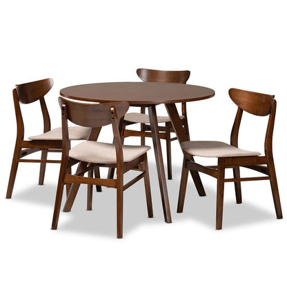 Walnut Brown Finished Wood 5-Piece Dining Set