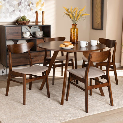 Walnut Brown Finished Wood 5-Piece Dining Set