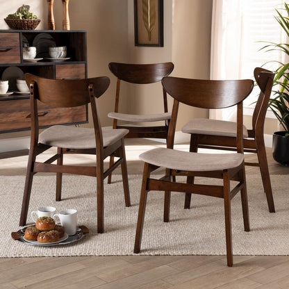 Walnut Brown Finished Wood 4-Piece Dining Chair Set