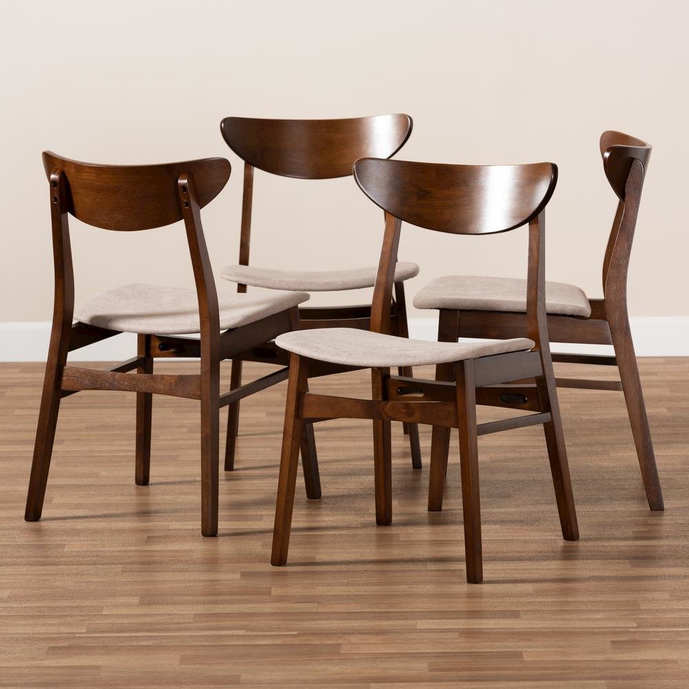 Walnut Brown Finished Wood 4-Piece Dining Chair Set
