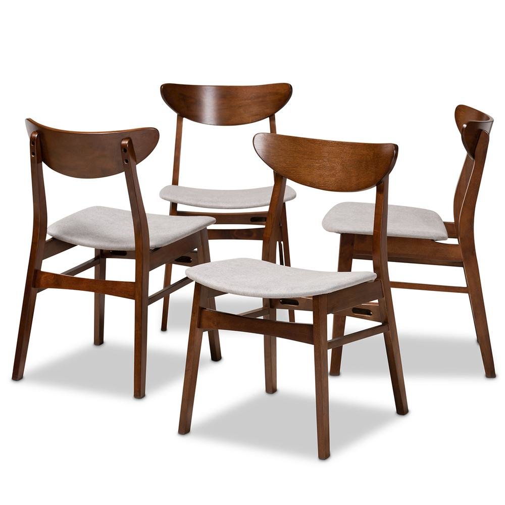 Walnut Brown Finished Wood 4-Piece Dining Chair Set